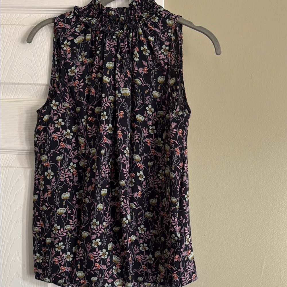 Rebecca Taylor Dark Grey and Pink Floral Blouse size 6